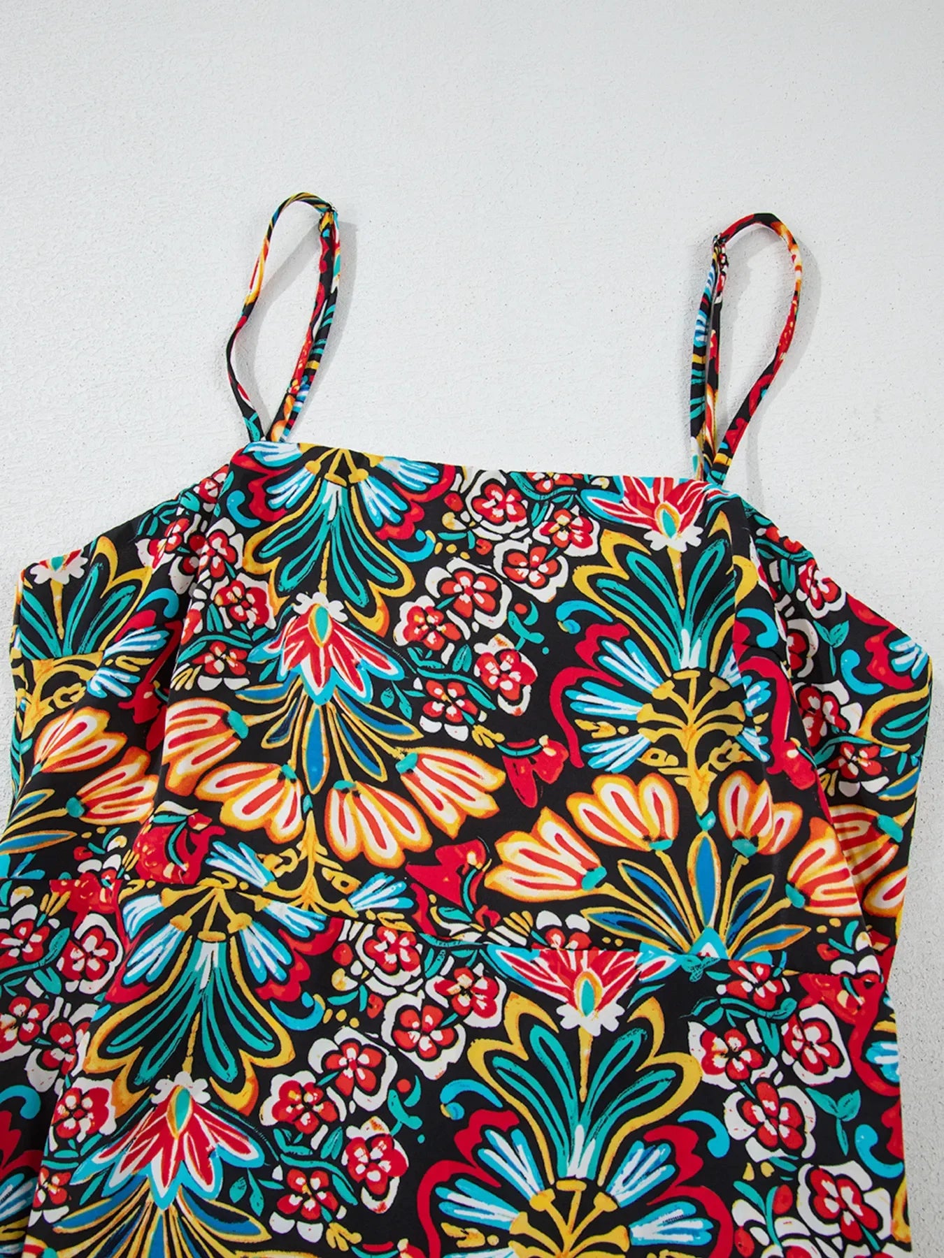 Floral Print Thin Straps High Waist Maxi Dress