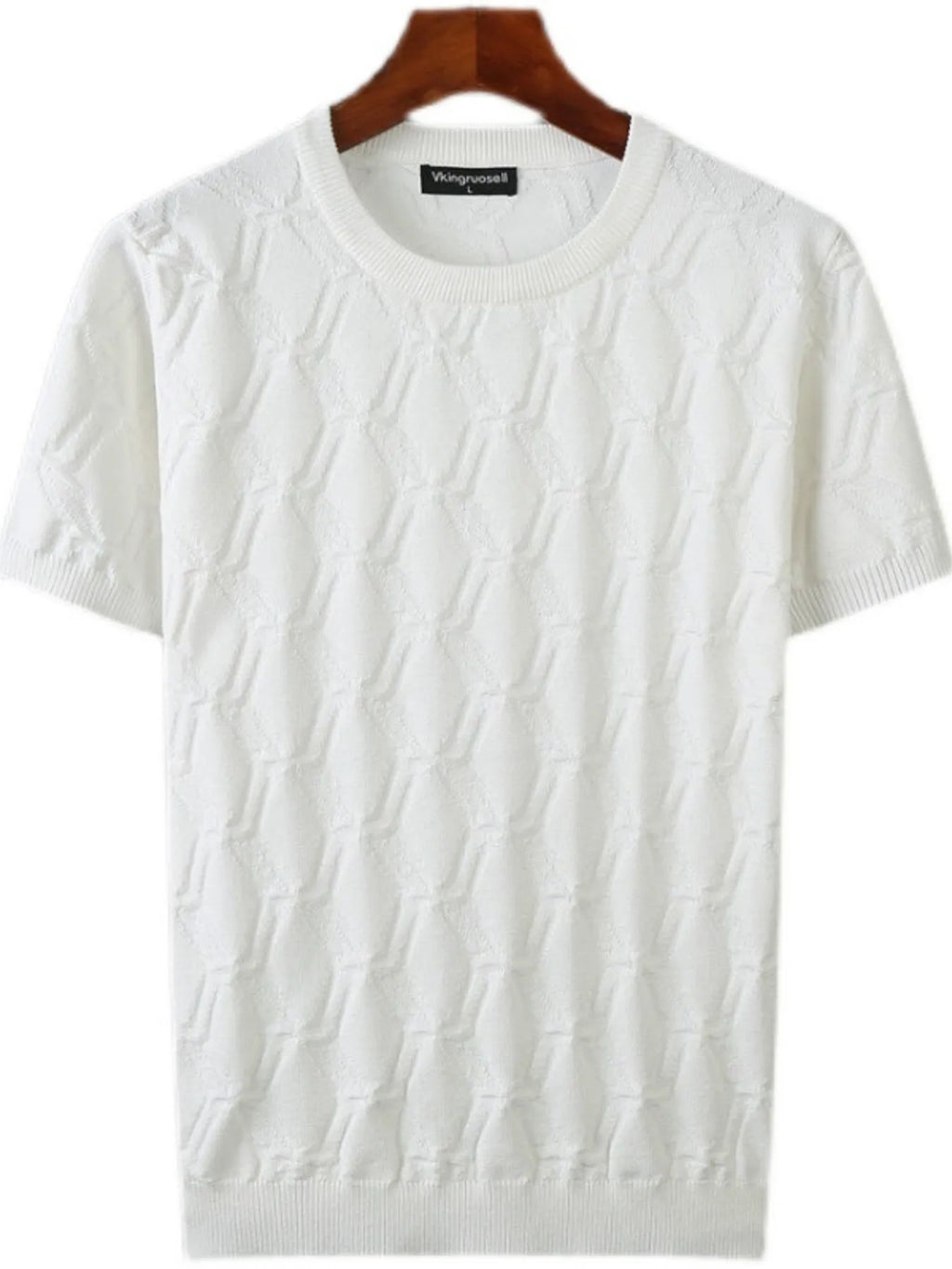 Men's Plus Size Textured Round Neck Short Sleeve Knit Top