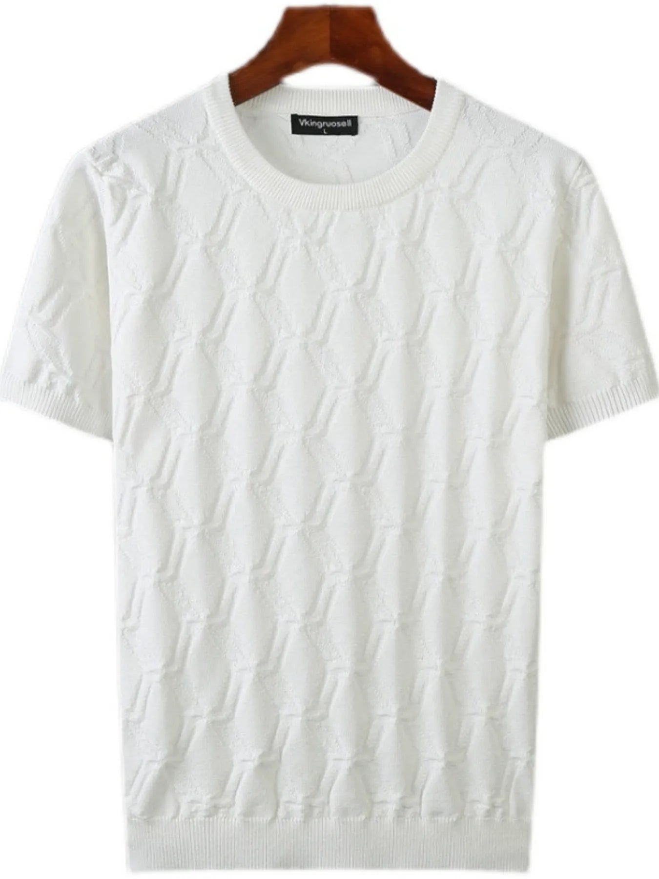 Men's Plus Size Textured Round Neck Short Sleeve Knit Top