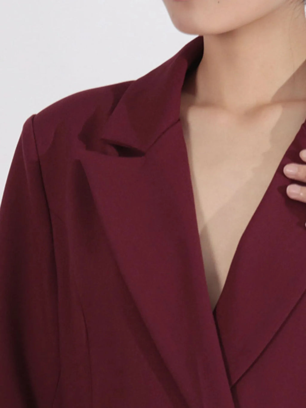 Ruffle Hem Double-Breasted Blazer Dress