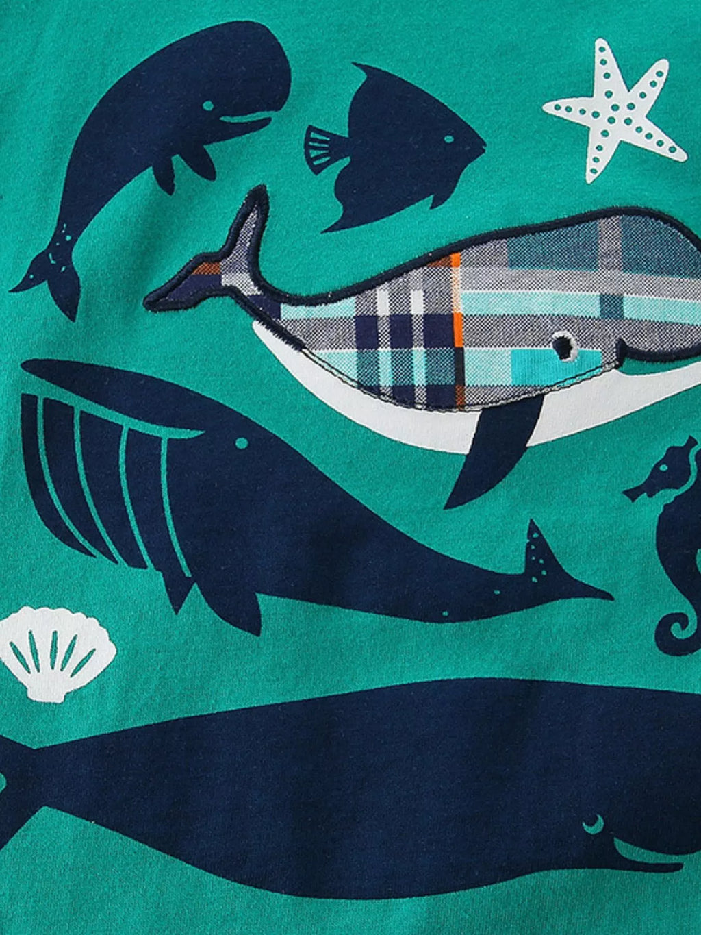 Children's Whale Print Tee and Plaid Shorts Set
