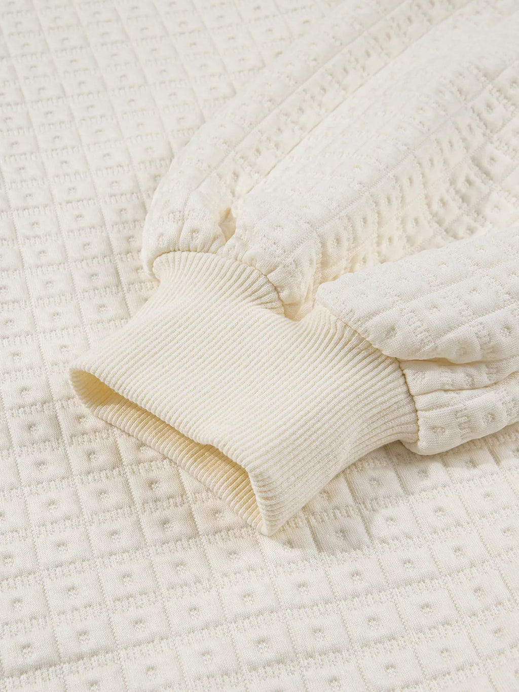 Textured Half Button Collared Sweatshirt