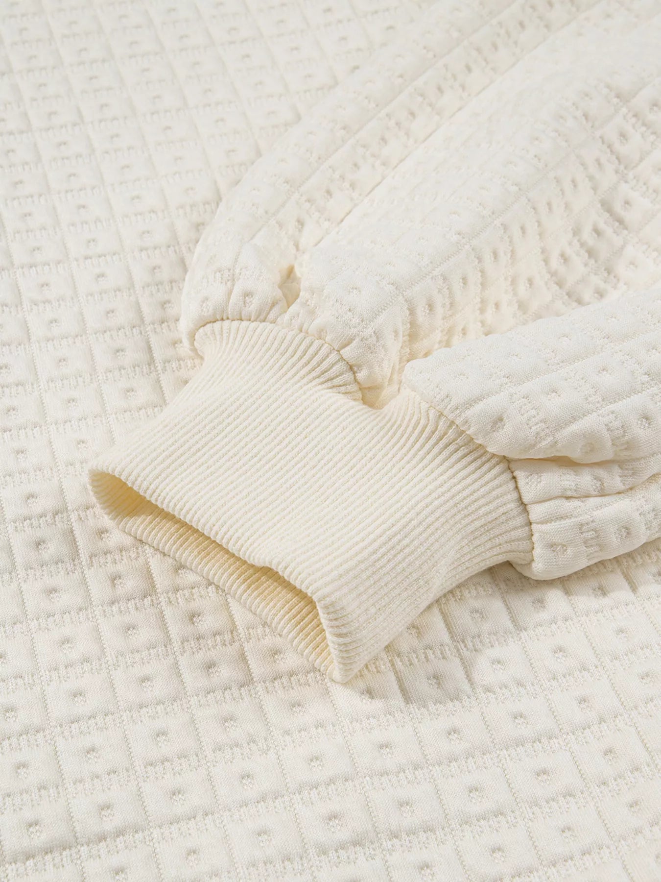 Textured Half Button Collared Sweatshirt