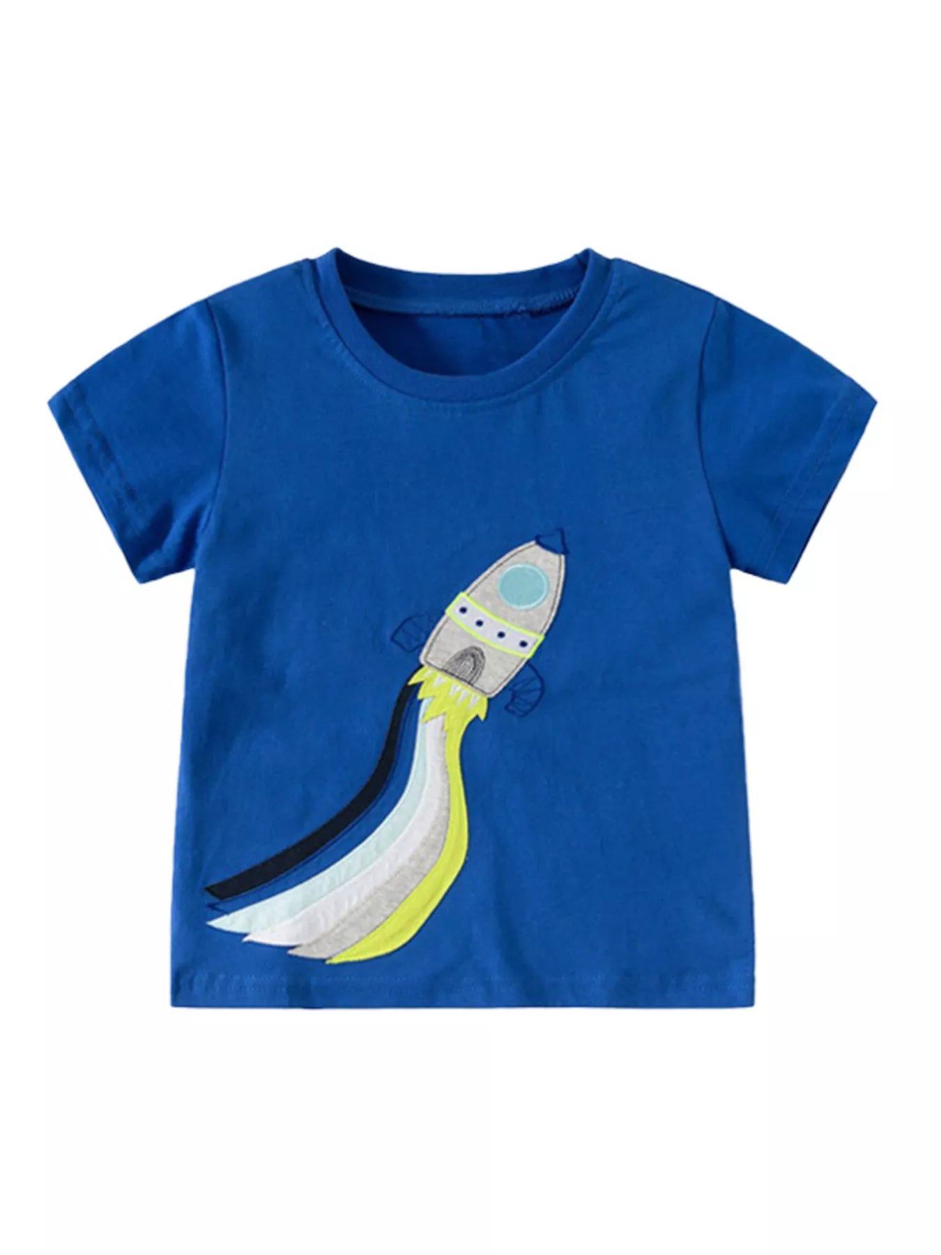 Children's Rocket Round Neck Short Sleeve T-Shirt