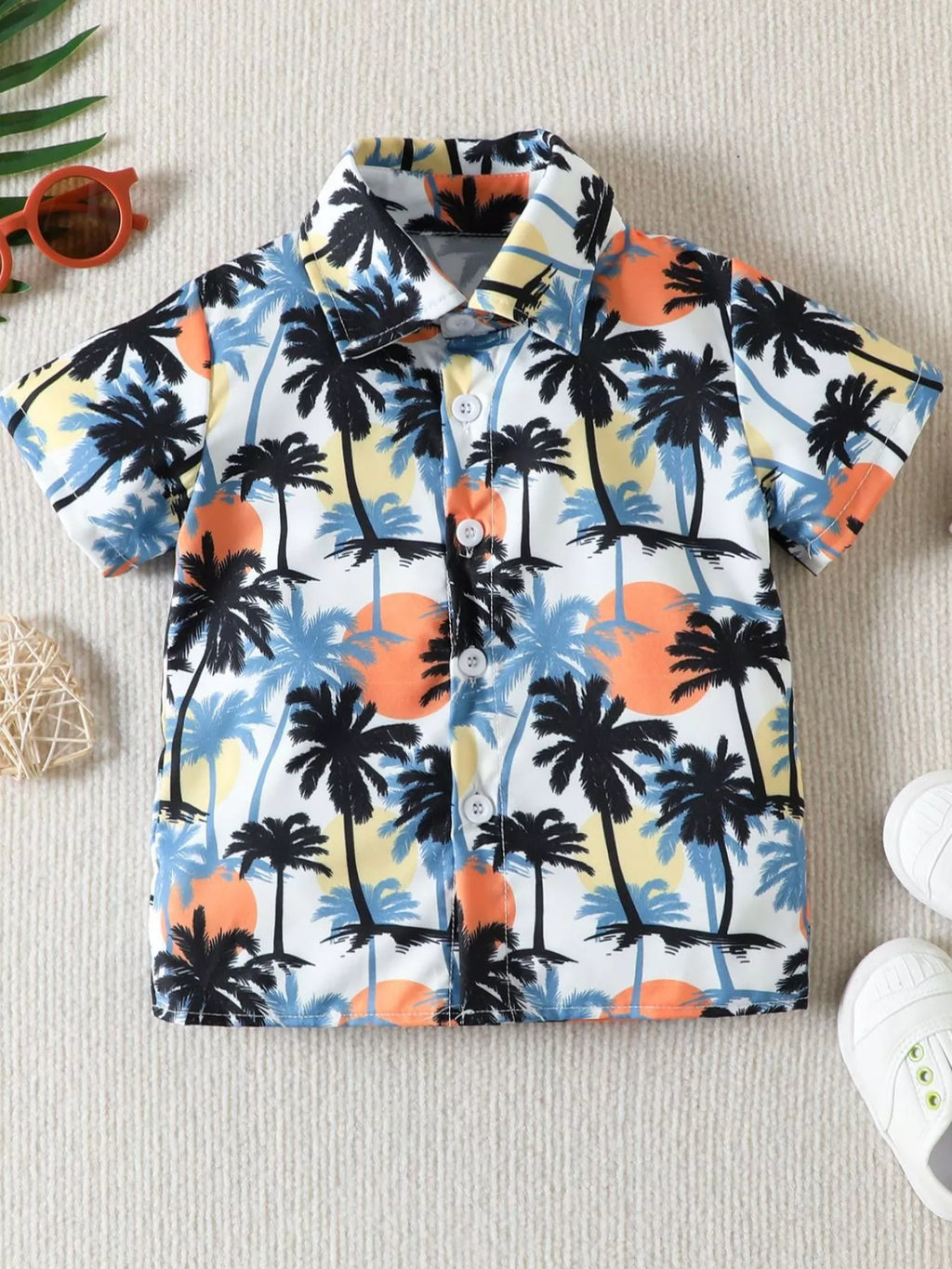 Children's Tropical Print Shirt and Shorts Set