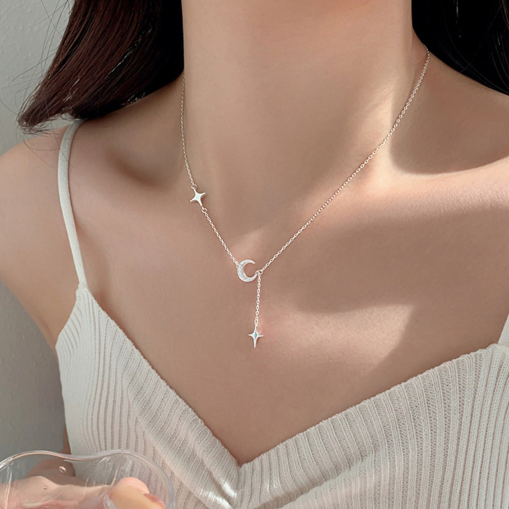 925 Sterling Silver Star Moon Necklace