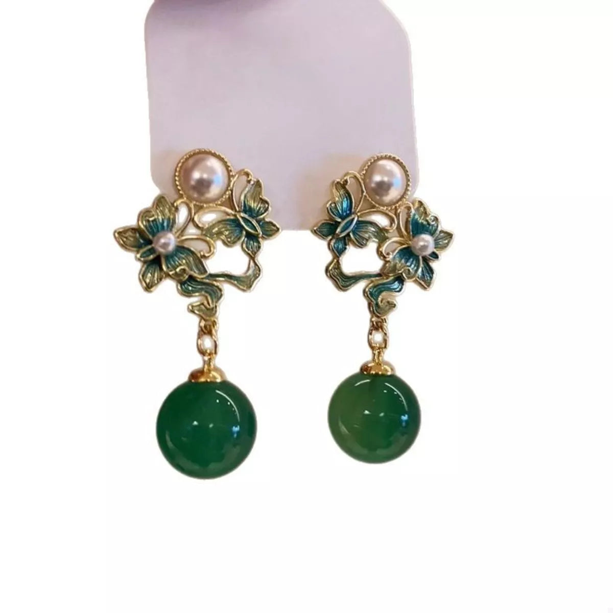 Butterfly Pearl Drop Earrings