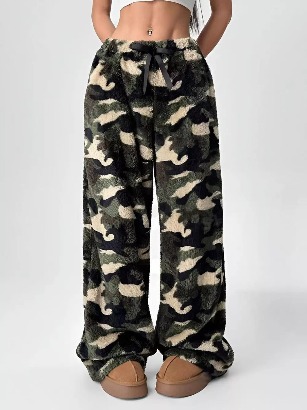 Leopard Wide Leg Plush Pants