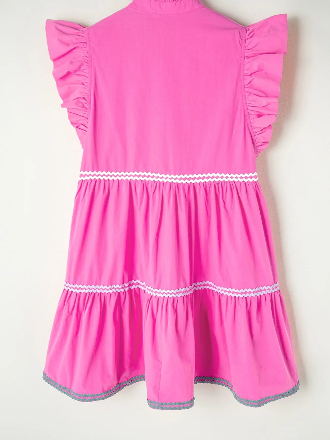 Ric Rac Colorblock Flutter Sleeve Tiered Dress