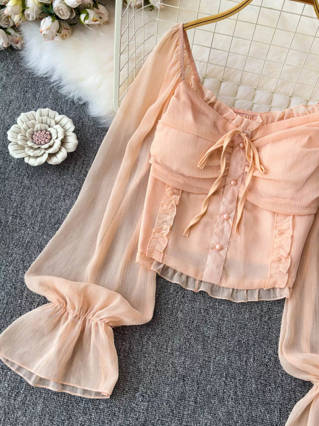 Frill Flounce Sleeve Blouse