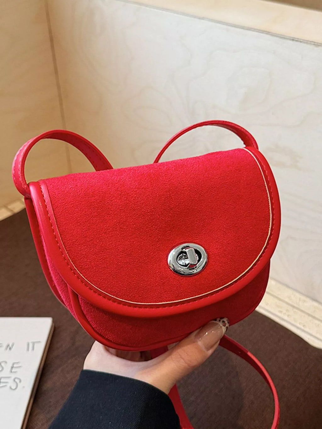 Suede Flap Crossbody Bag