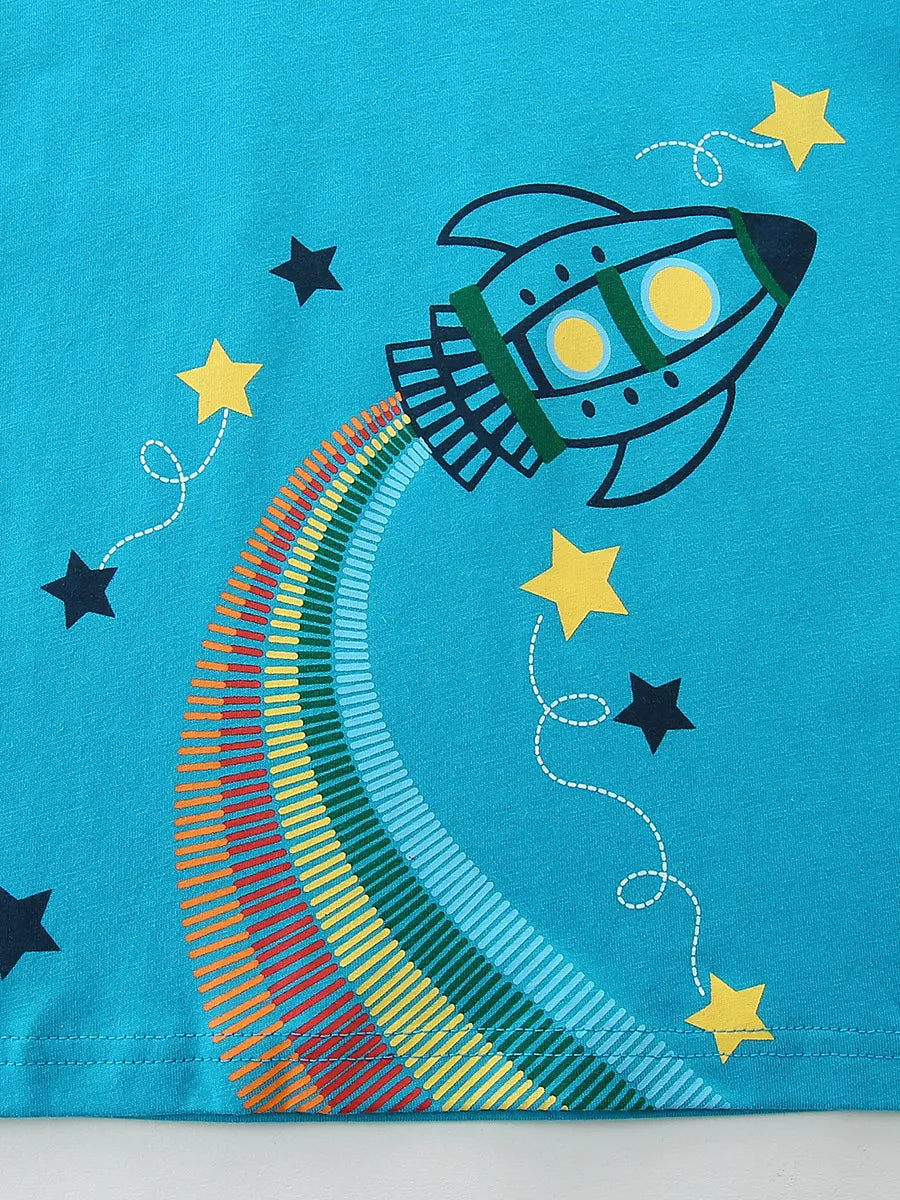 Kids' Rocket Graphic Round Neck T-Shirt