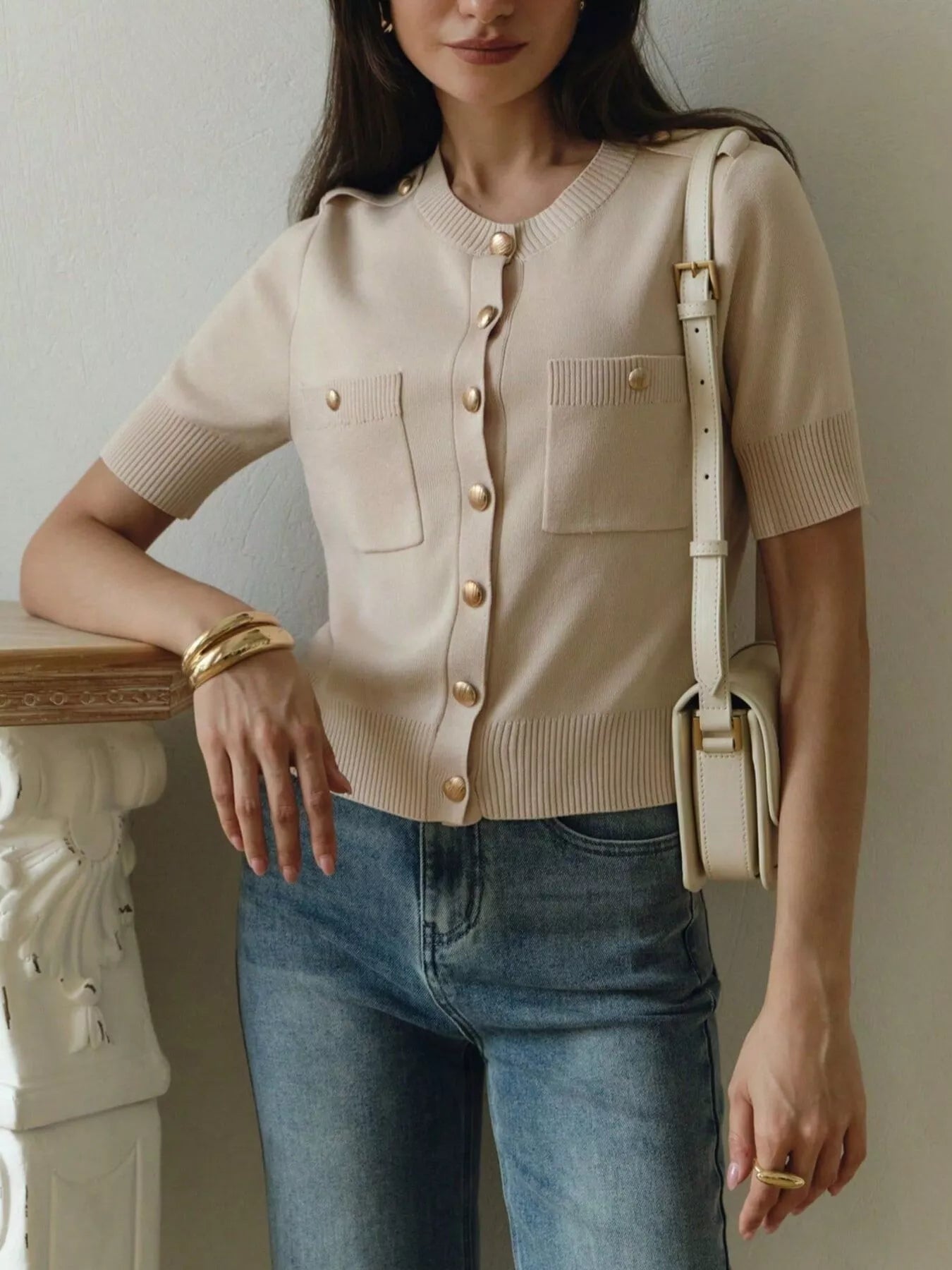 Button-Down Short Sleeve Cardigan