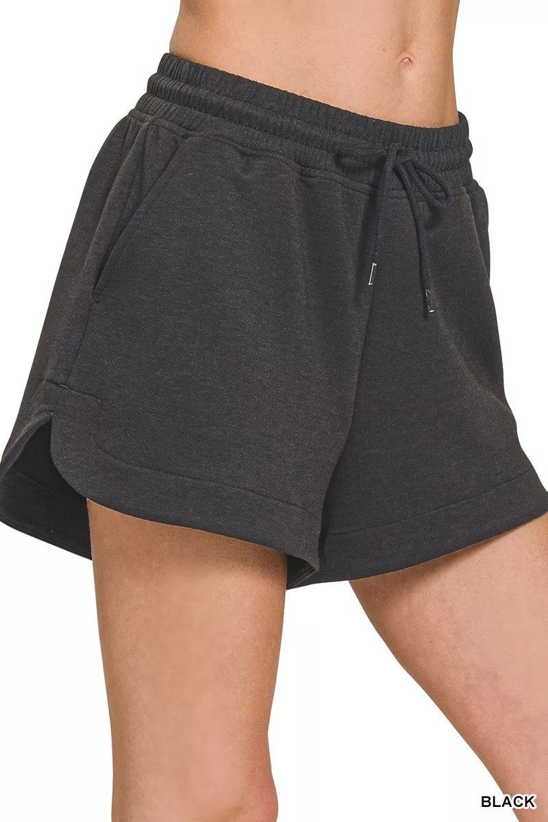 Zenana Scuba Elastic Waistband Shorts With Pocket