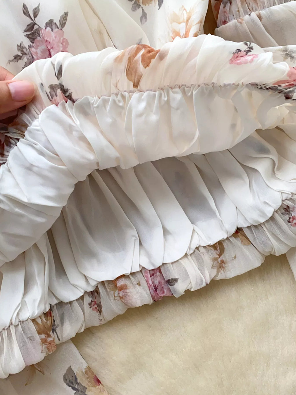 Floral Print Chiffon Balloon Sleeve Blouse
