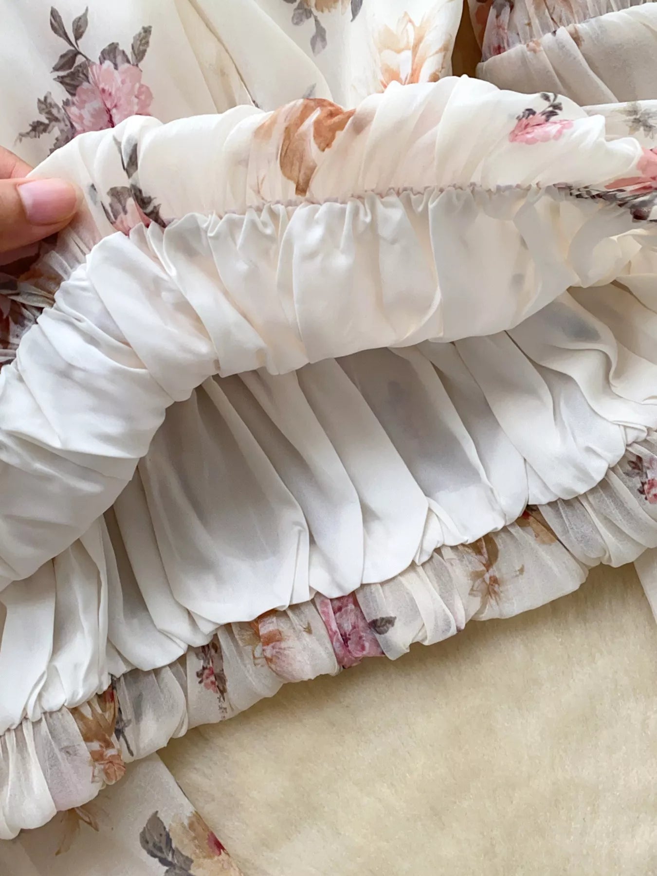 Floral Print Chiffon Balloon Sleeve Blouse