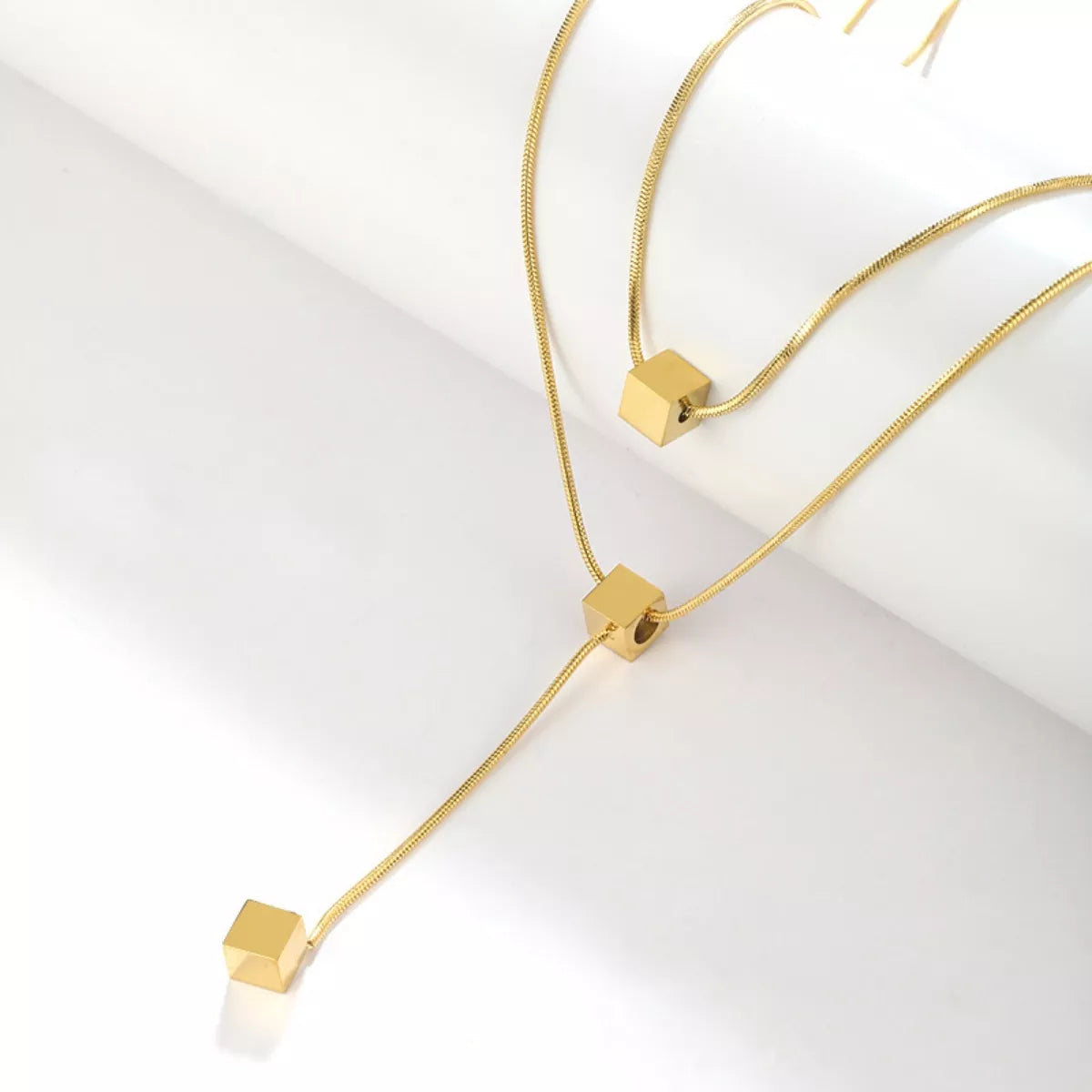 18K Gold-Plated Double Layered Geometric Necklace