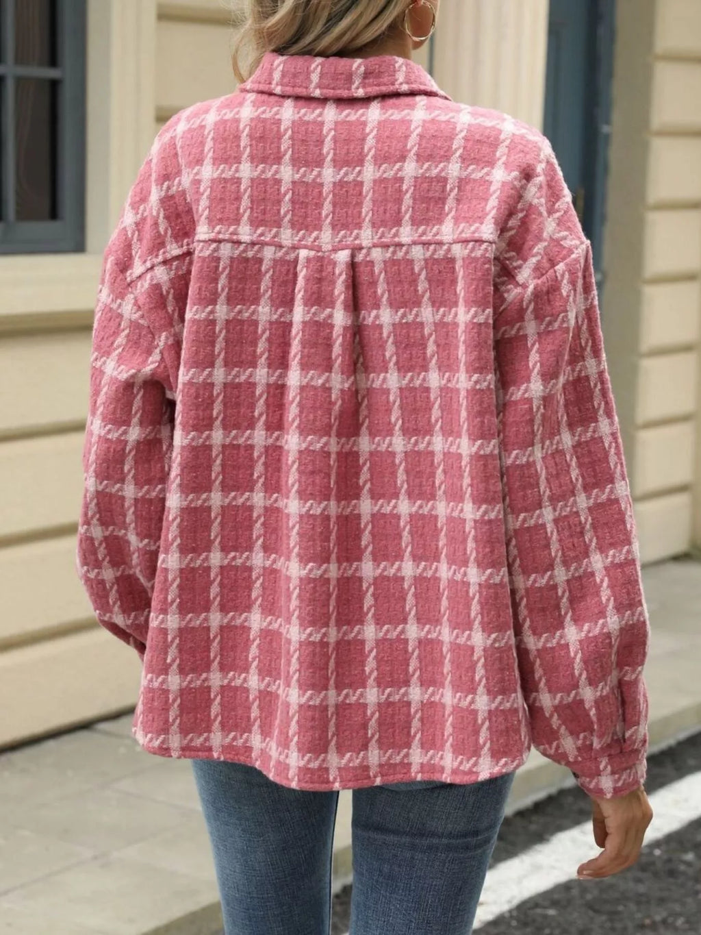 Plaid Button Up Long Sleeve Jacket