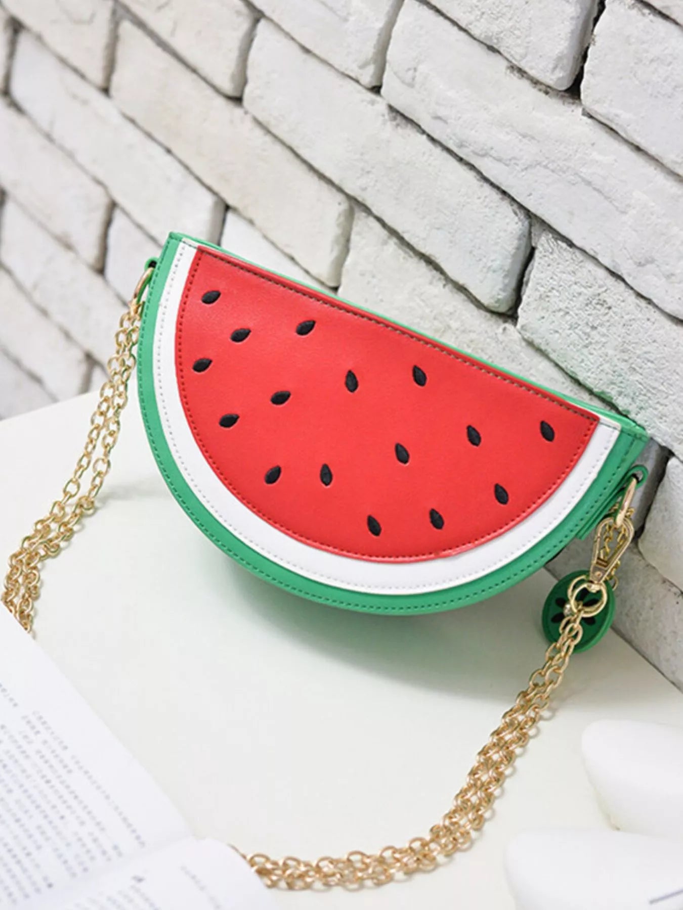 Fruit-Shaped Crossbody Bag with Chain Strap