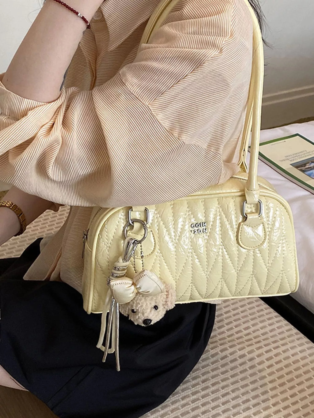 Quilted Zip Shoulder Bag