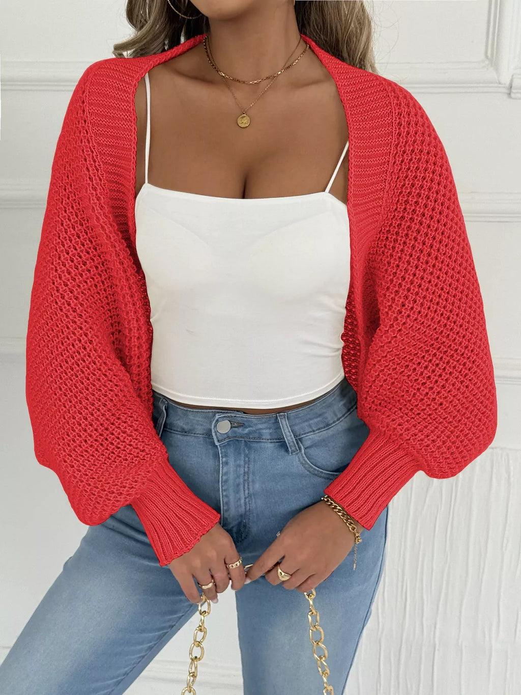 Open Front Batwing Sleeve Cardigan