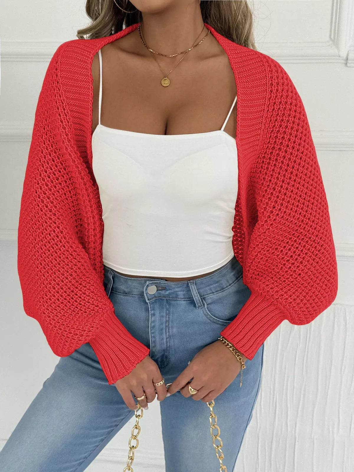 Open Front Batwing Sleeve Cardigan