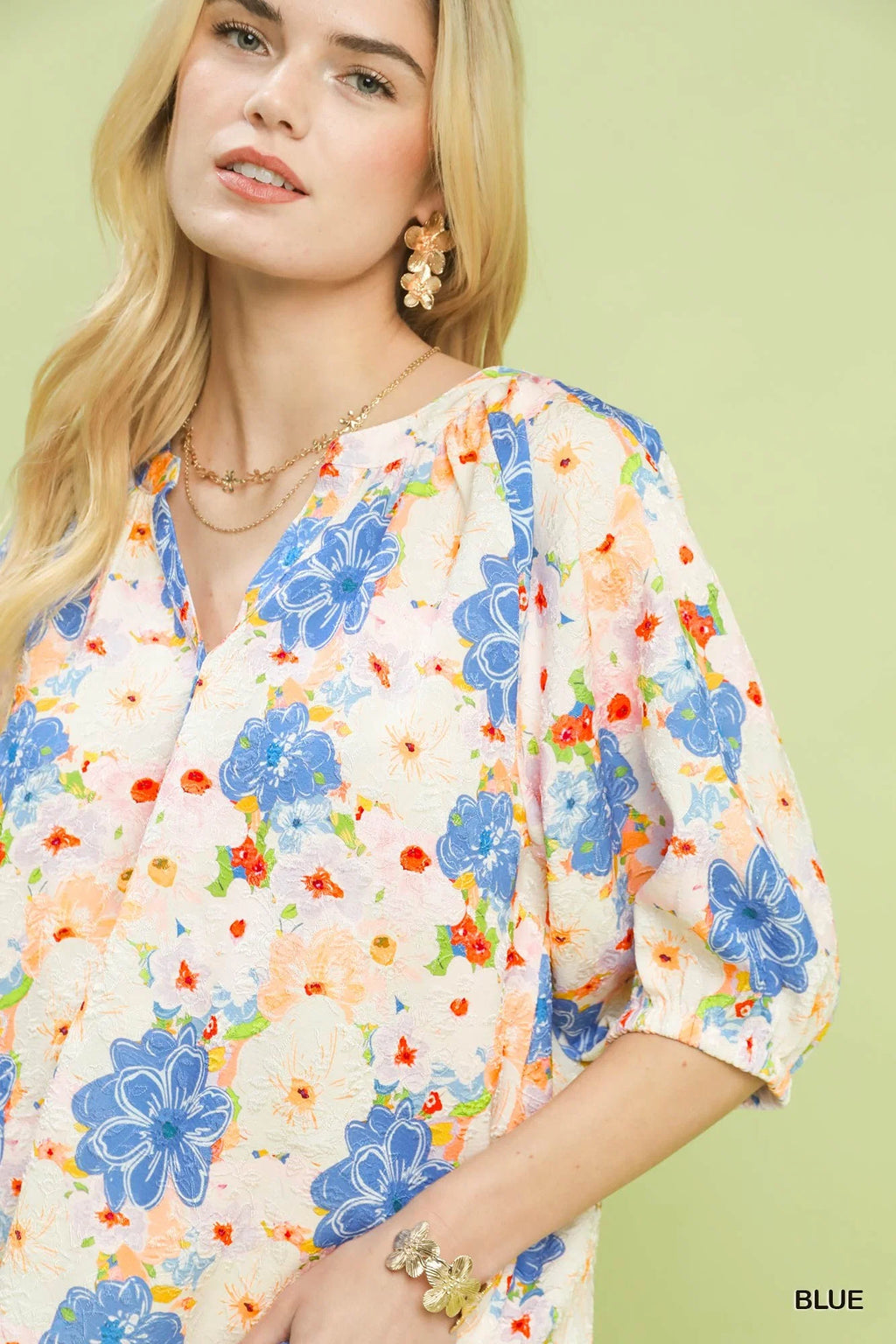 Umgee Mixed Floral Print Blouse