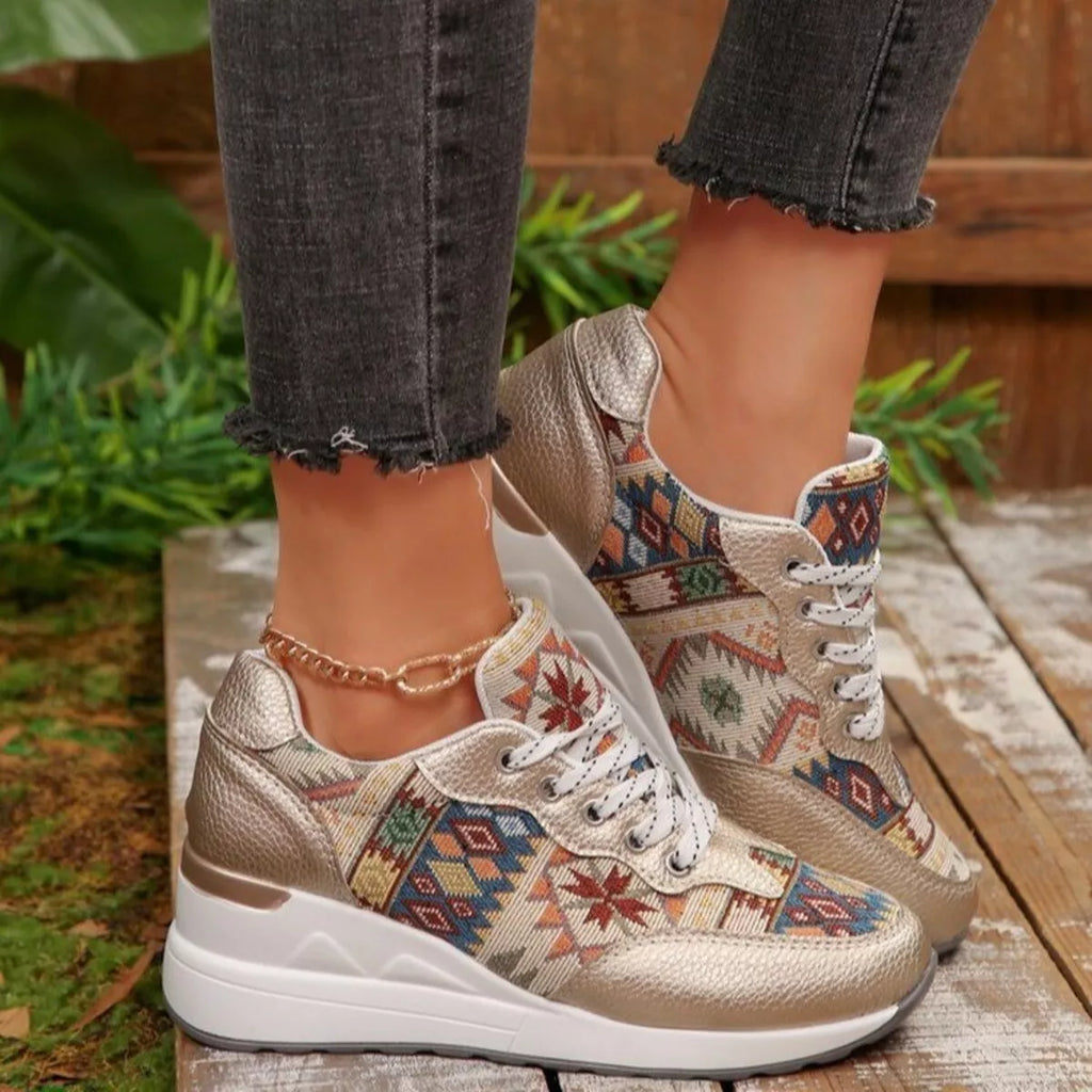 Lace Up Wedge Sneakers