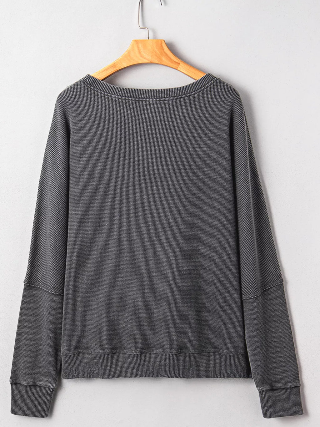 Waffle Knit Patchwork Long Sleeve Loose Sweatshirt