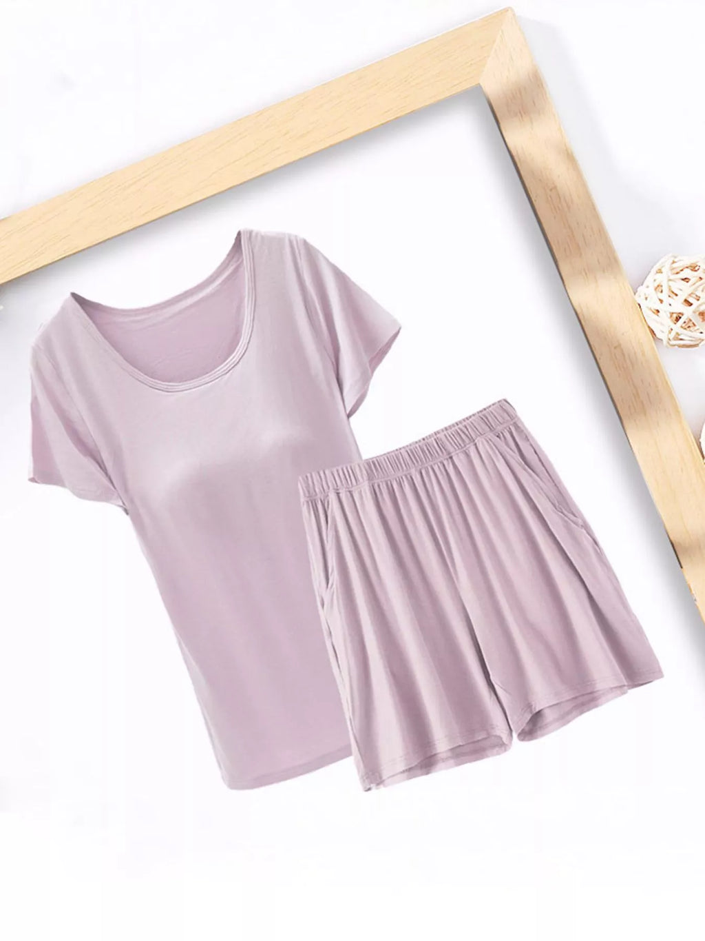 Plus Size Padded Modal Short Sleeve T-Shirt and Shorts Set