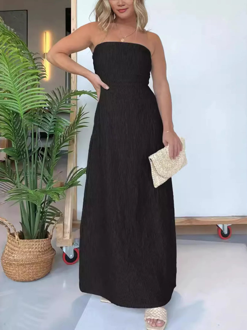 Full Size Strapless Casual Maxi Dress Plus Size