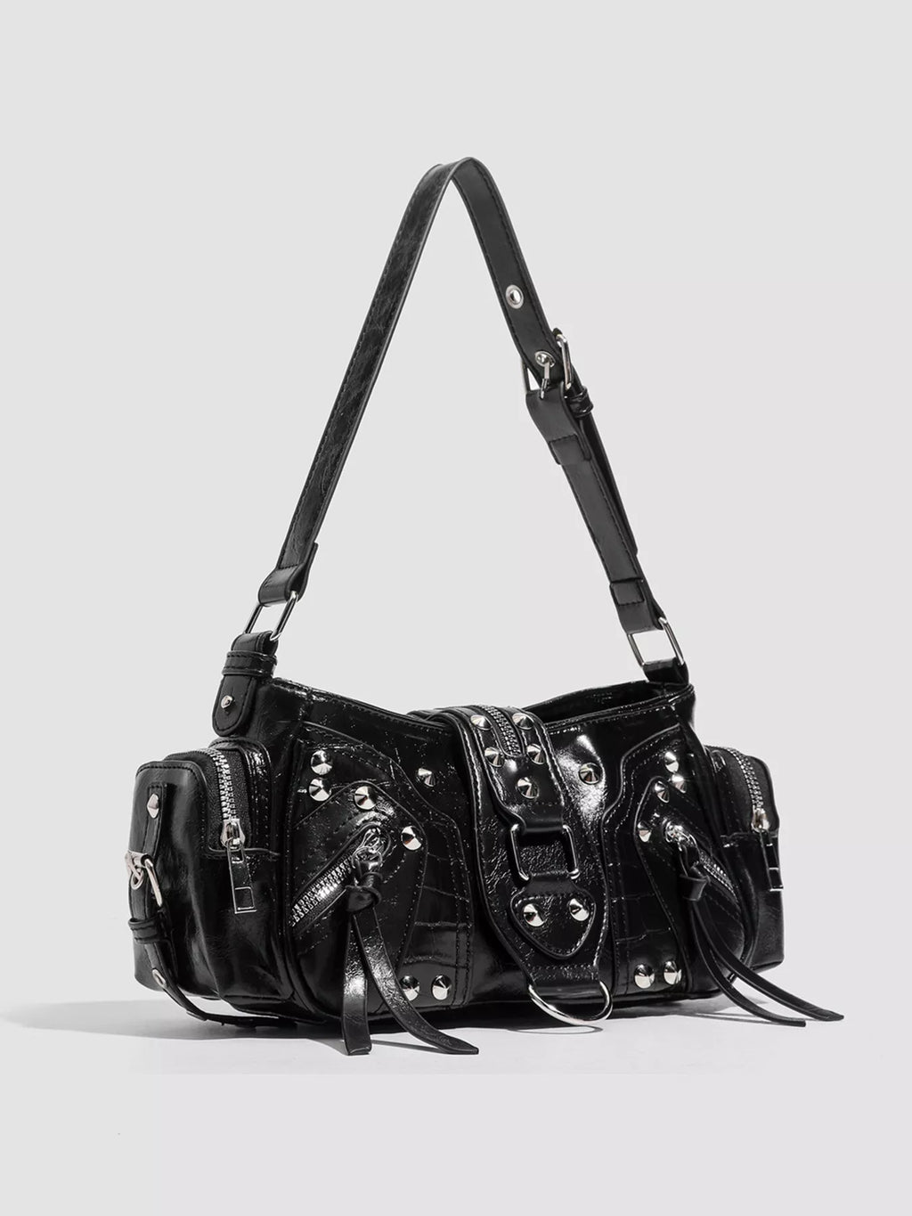 Rivet Embellished Shoulder Bag