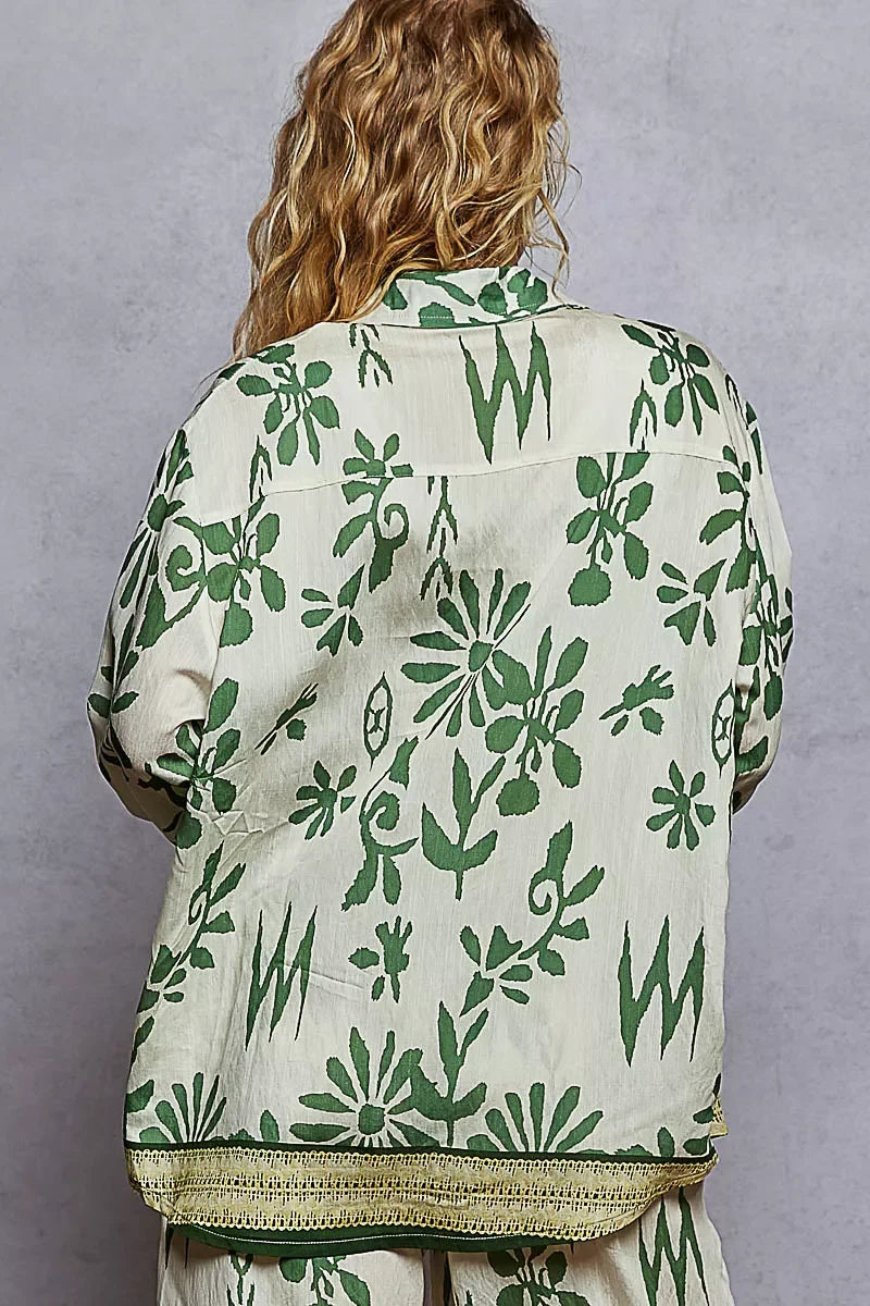 POL Button Down Floral Long Sleeve Shirt
