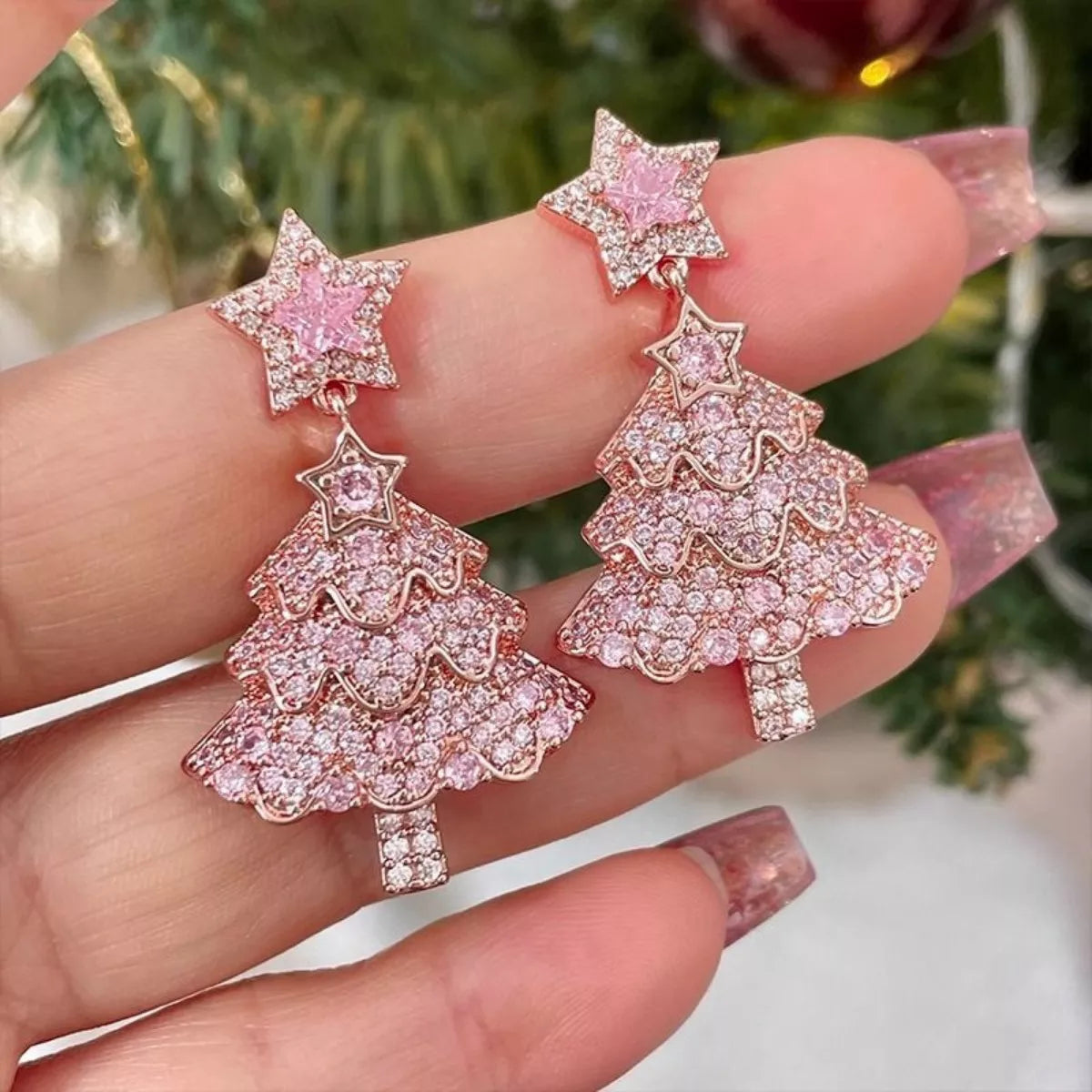 Christmas Tree Dangle Earrings