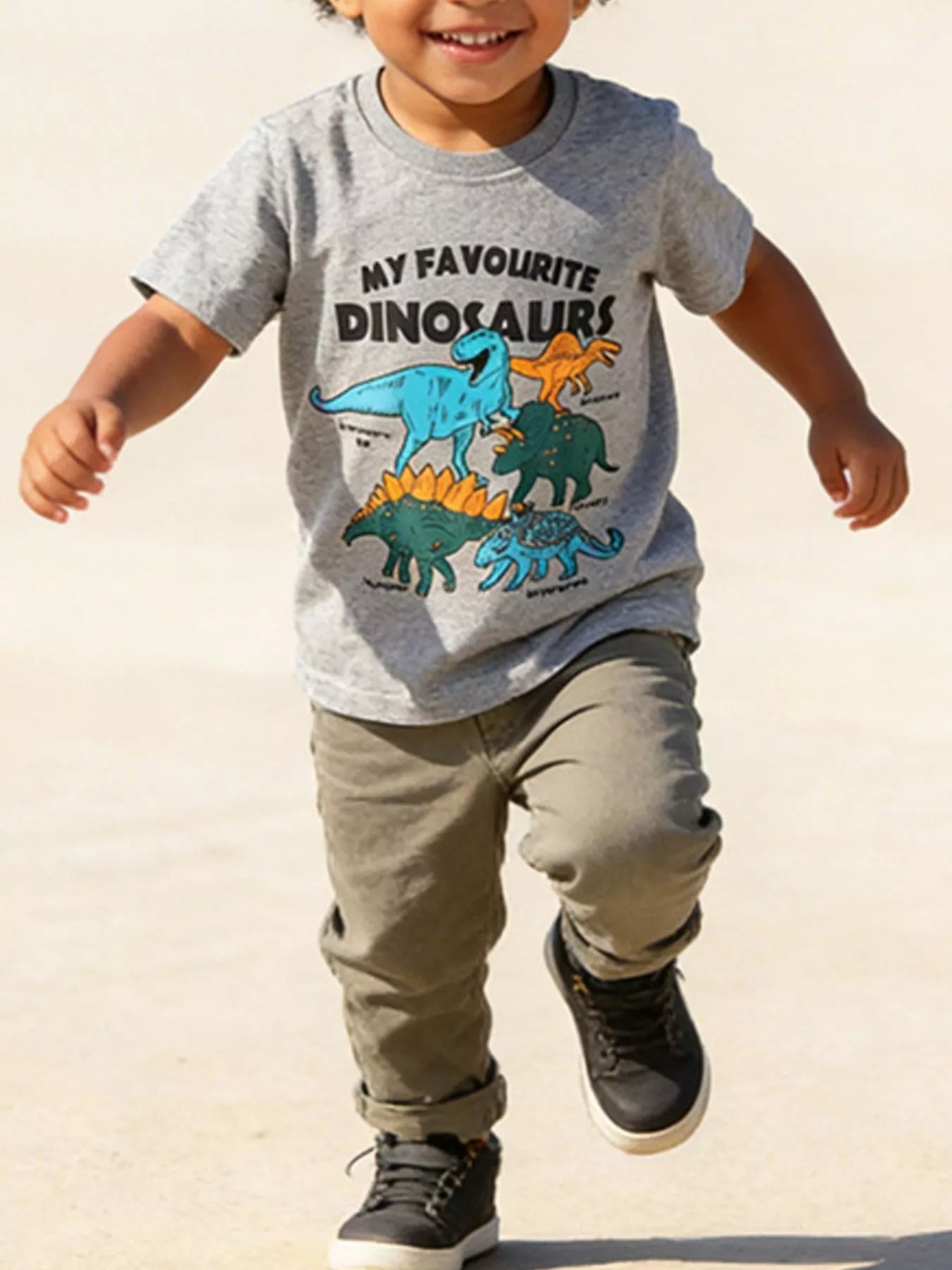 Children's Dinosaur Graphic Round Neck Tee