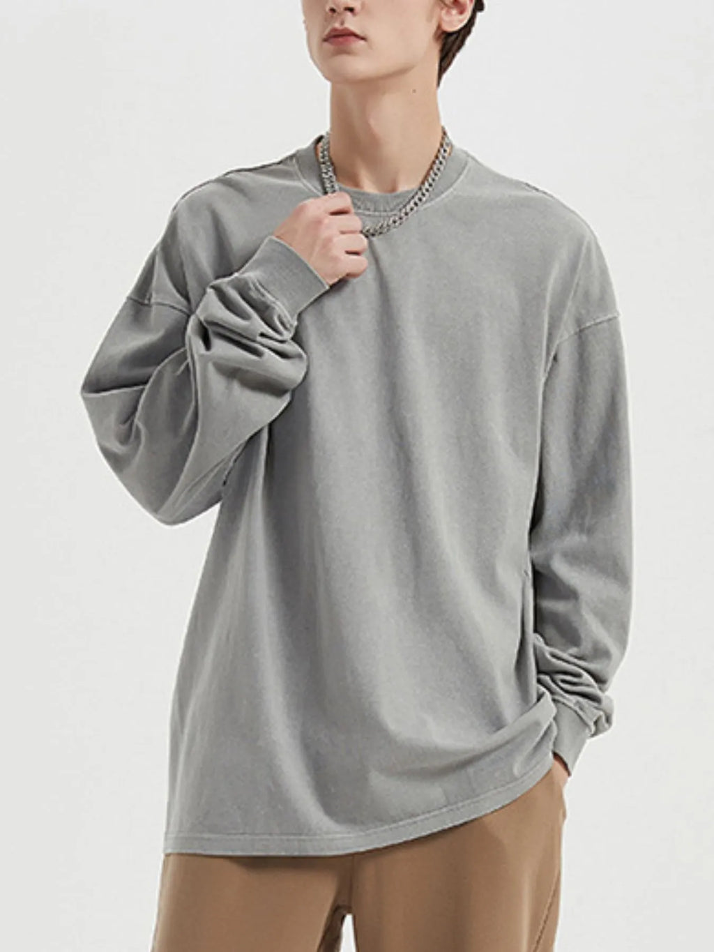 Men's Oversized Long Sleeve Casual T-Shirt