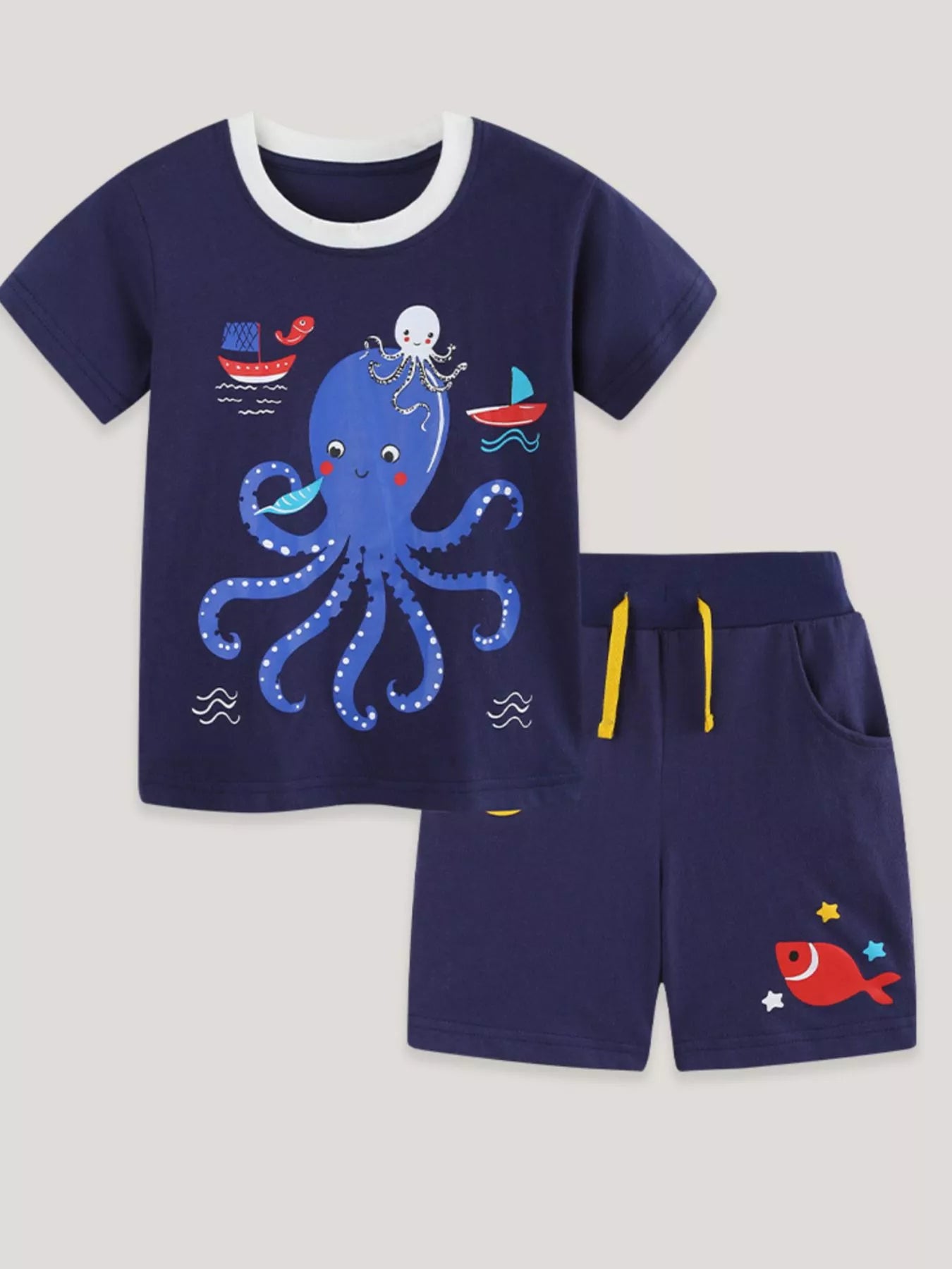 Children's Octopus Graphic Tee and Shorts Set