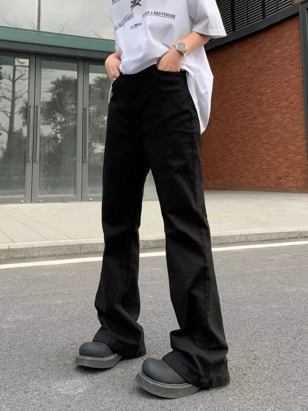 Men's High-Waisted Flare Leg Pants
