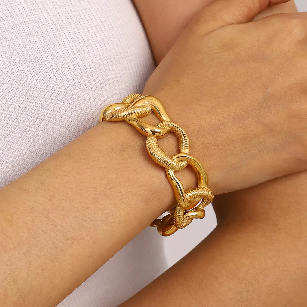 18K Gold-Plated Chain Link Open Bracelet