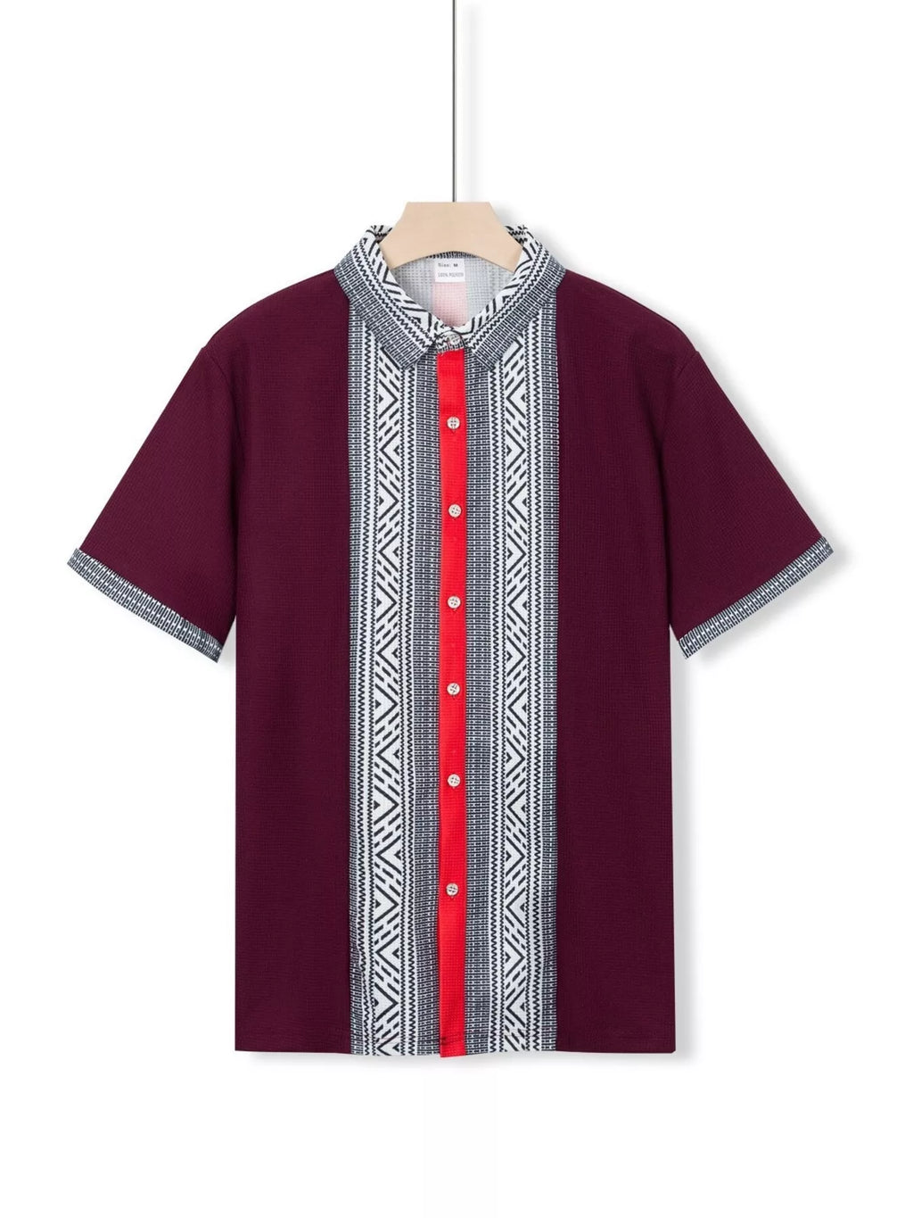 Men's Full Size Casual Geometric Print Short Sleeve Shirt Plus Size