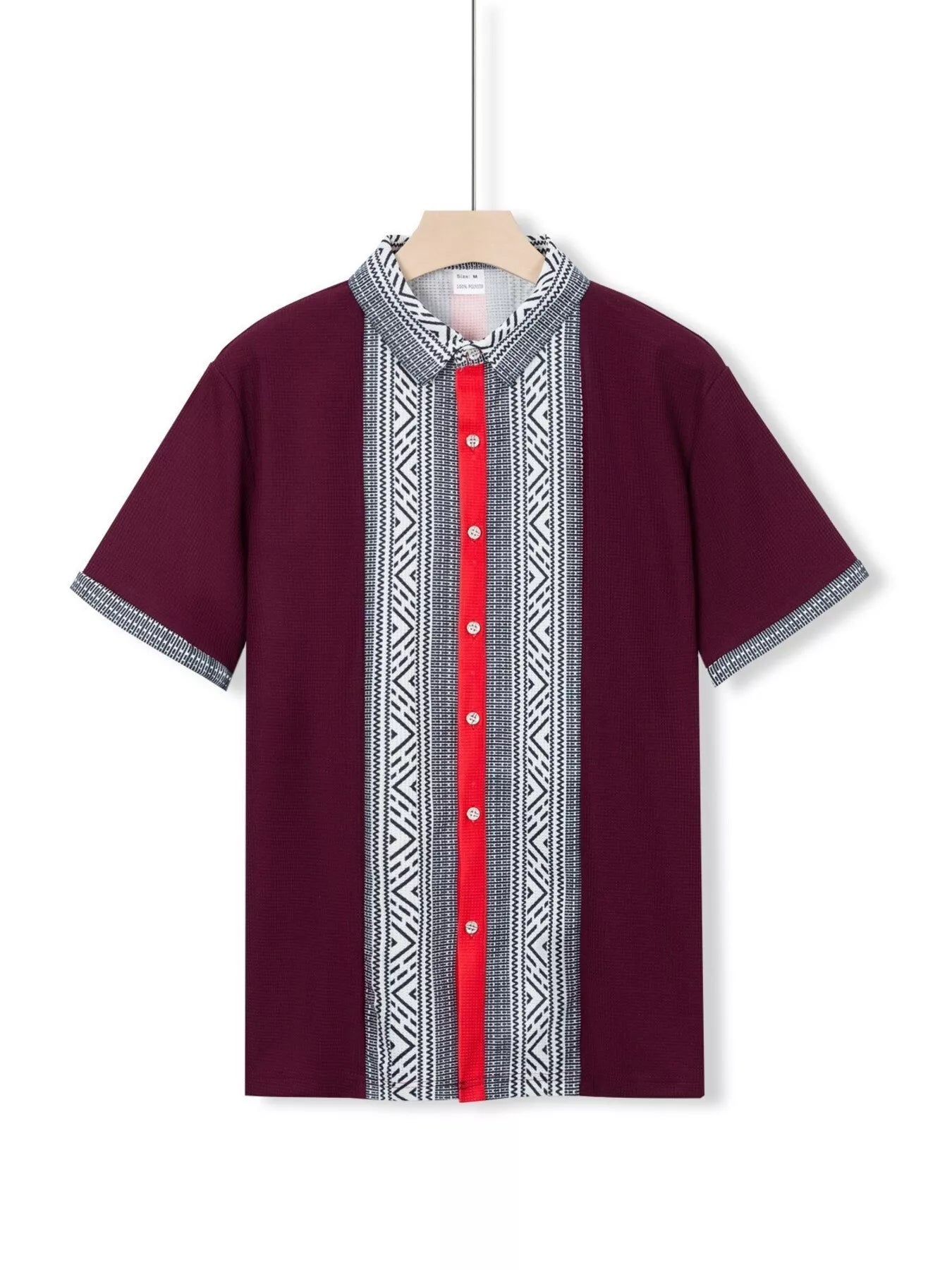 Men's Full Size Casual Geometric Print Short Sleeve Shirt Plus Size