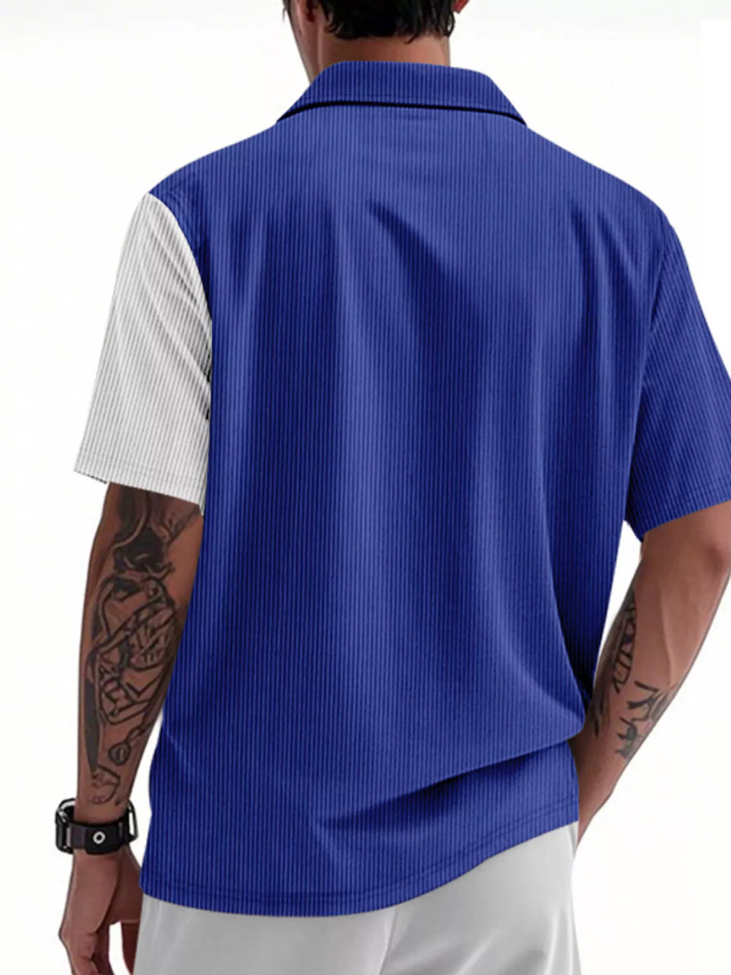 Men's Full Size Two-Tone Textured Short Sleeve Shirt Plus Size