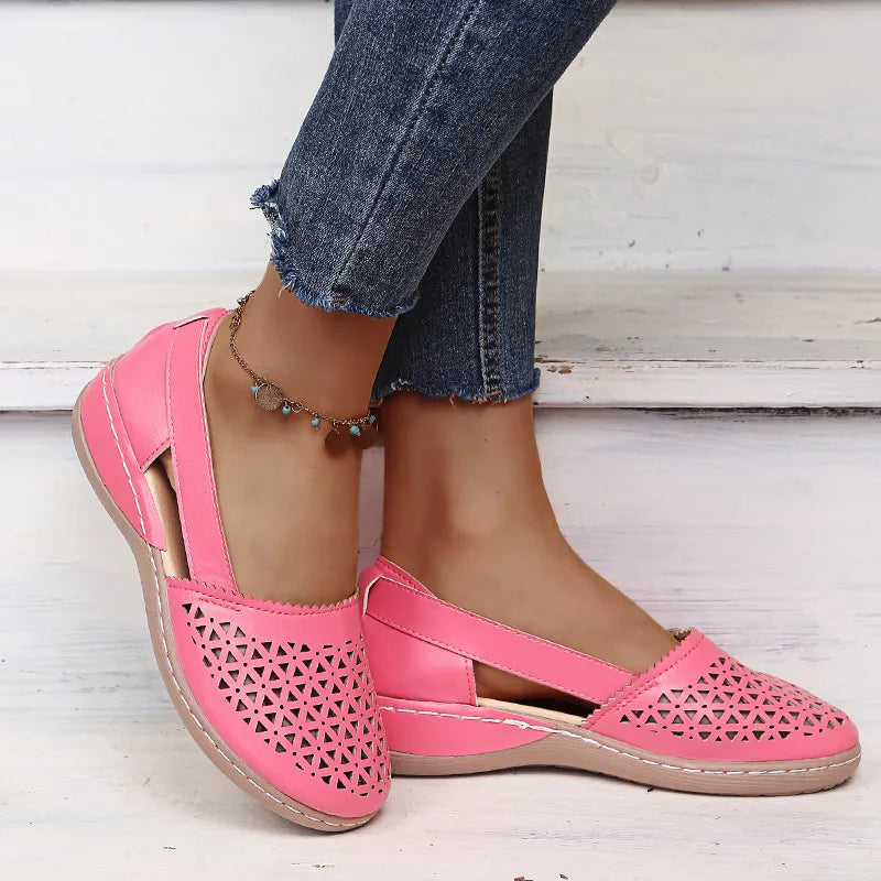 Cutout Round Toe Slip-Ons