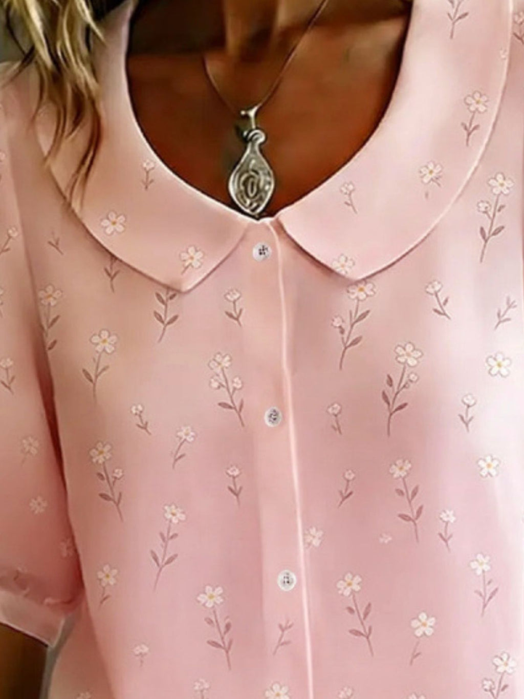 Floral Print Peter Pan Collar Shirt