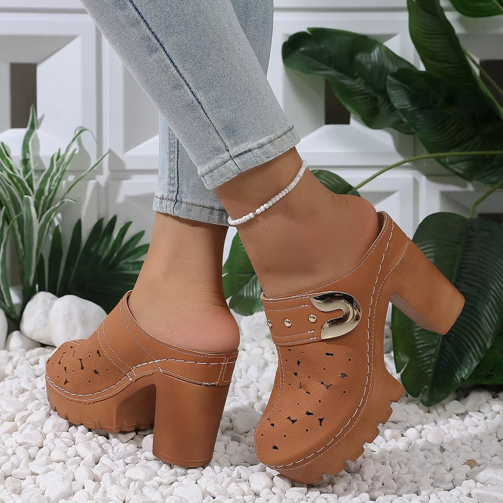 Round Toe Block Heels Sandals