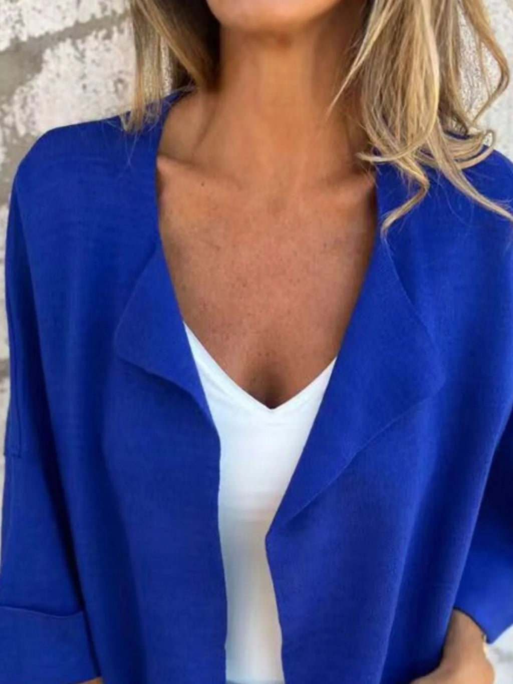 Full Size Open Front 3/4 Sleeve Cardigan Plus Size