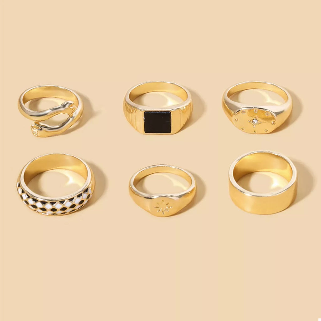 6 Piece 18K Gold-Plated Ring
