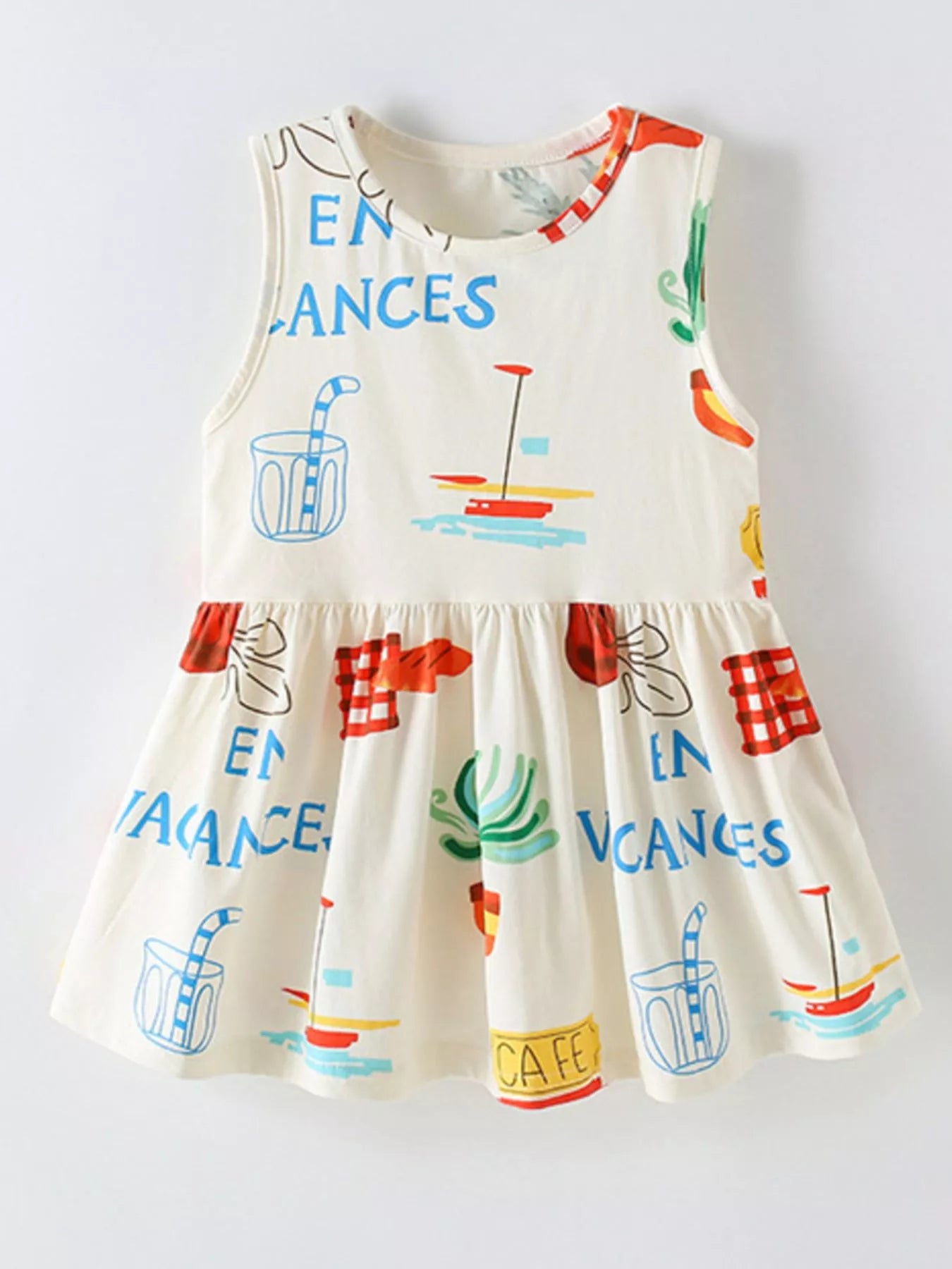 Children's Printed Sleeveless Summer Dress