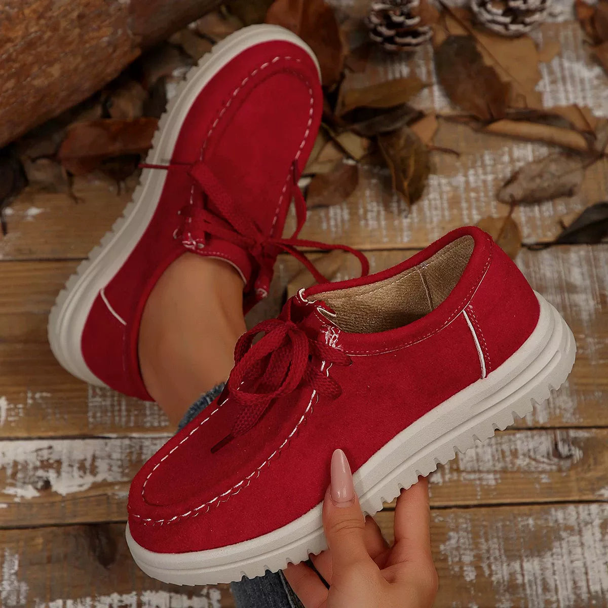 Lace-Up Round Toe Loafers