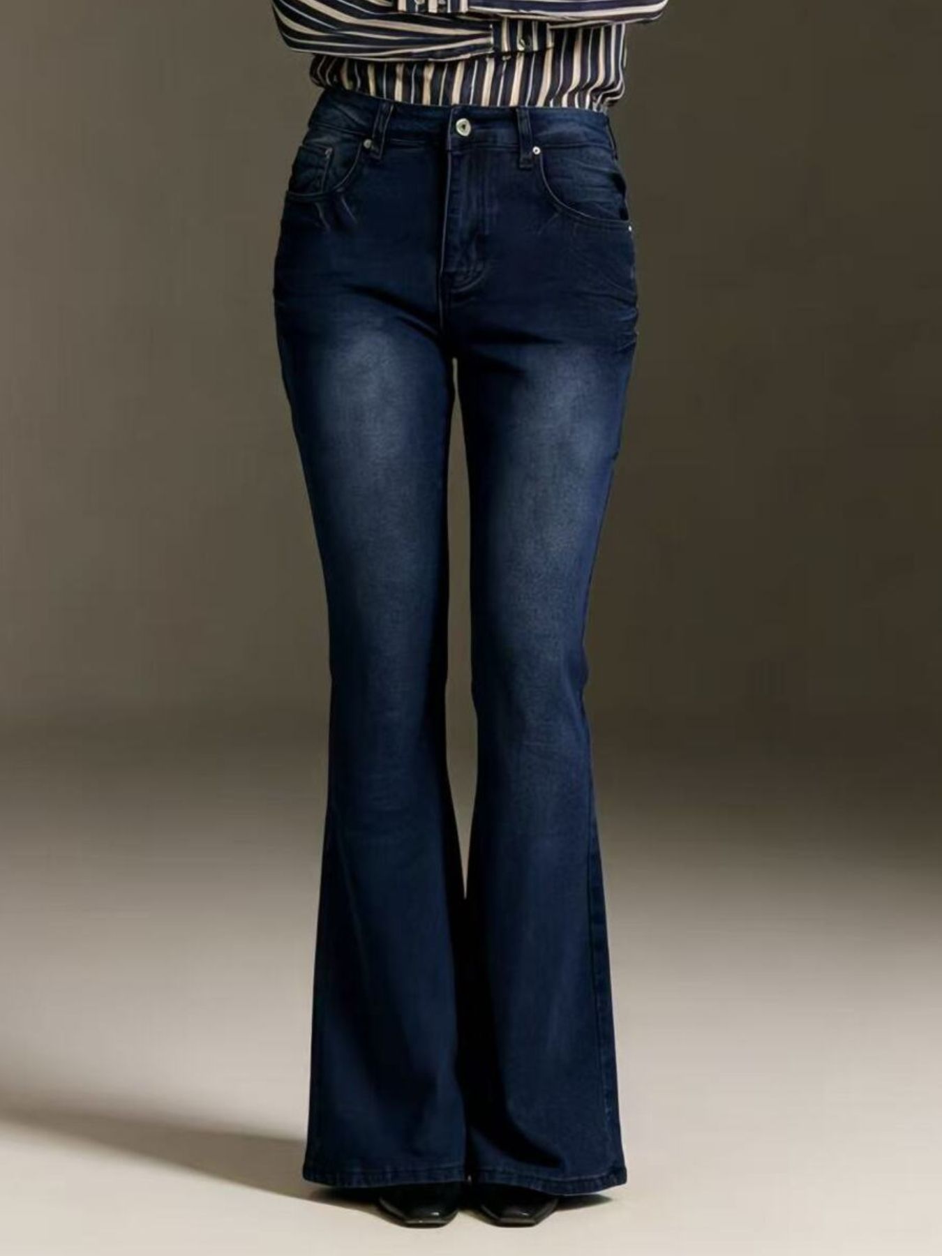 Full Size Vintage Wash High-Waisted Flare Jeans Plus Size